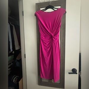 Ralph Lauren Pink Ruched Sheath Midi Dress